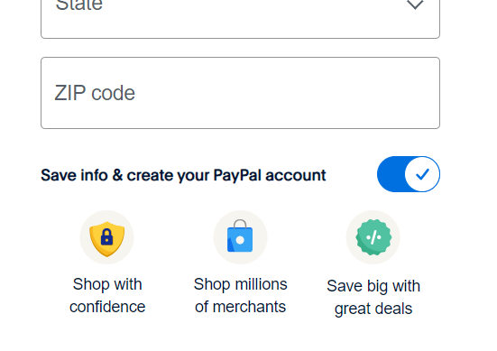 Screenshot from the PayPal checkout