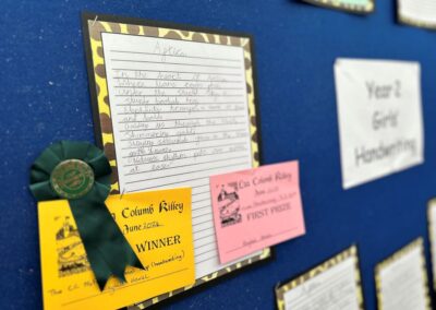 year 2 written work in the exhibition tent